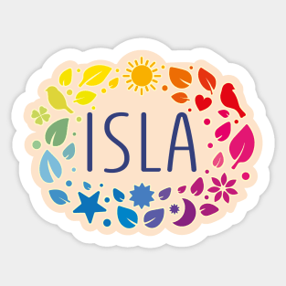 Isla name with colorful leaves Sticker